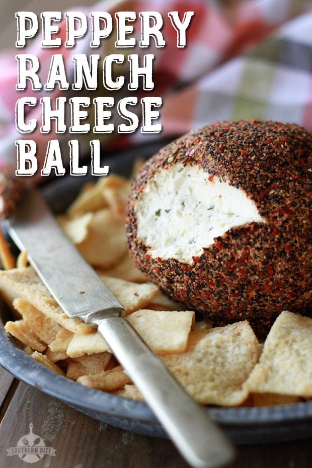 Peppery Ranch Cheeseball with pita chips