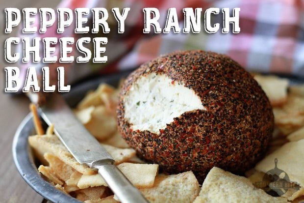 Peppery Ranch Cheeseball with pita chips