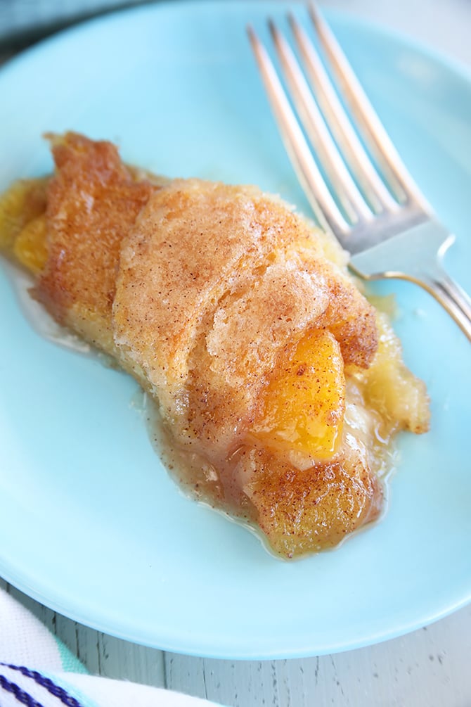 Peach dumplings on blue