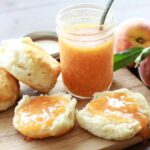 Peach Freezer Jam and Biscuits.