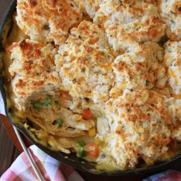 Scoop of Cheesy Biscuit Topped Chicken Pot Pie