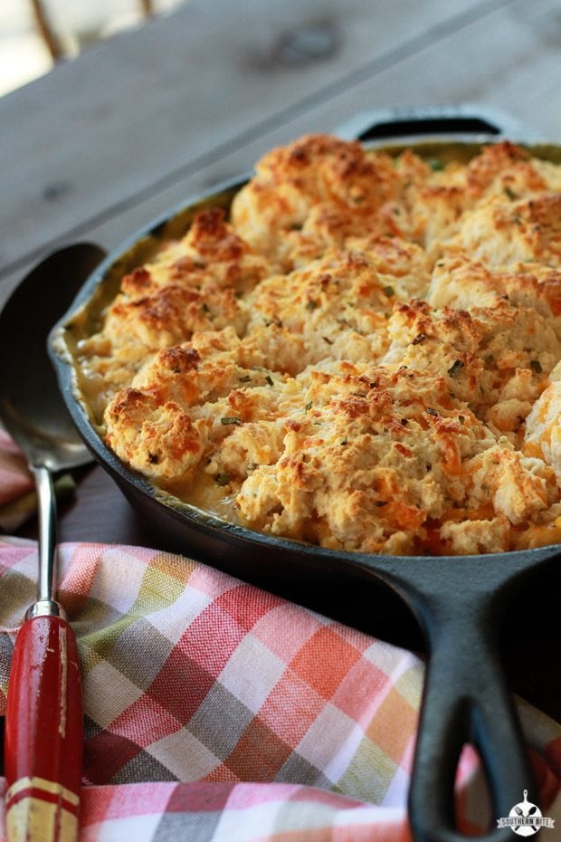 Cheesy Biscuit Topped Chicken Pot Pie
