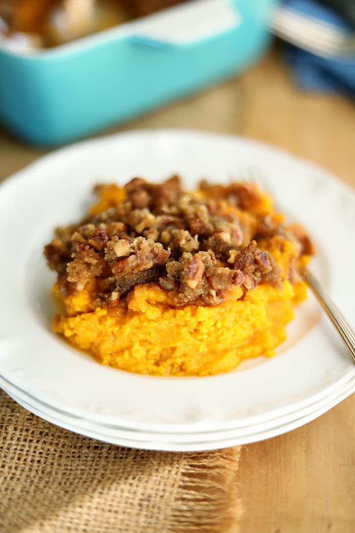 Classic Sweet Potato Casserole on a plate.