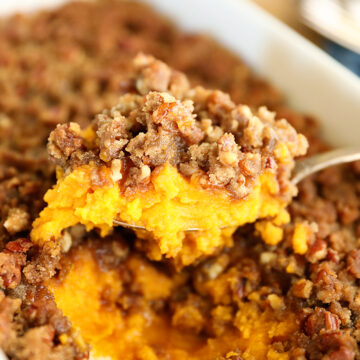 Scoop of Sweet Potato Casserole.