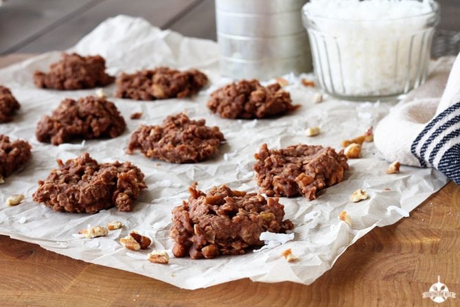 Loaded No-Bake Cookies on parchment paper