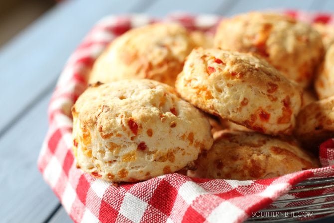 Basket with Pimento Cheese Biscuits