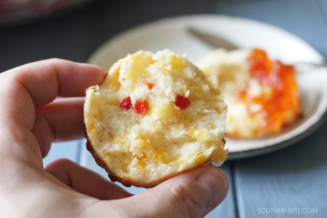 Opened Pimento Cheese Biscuit