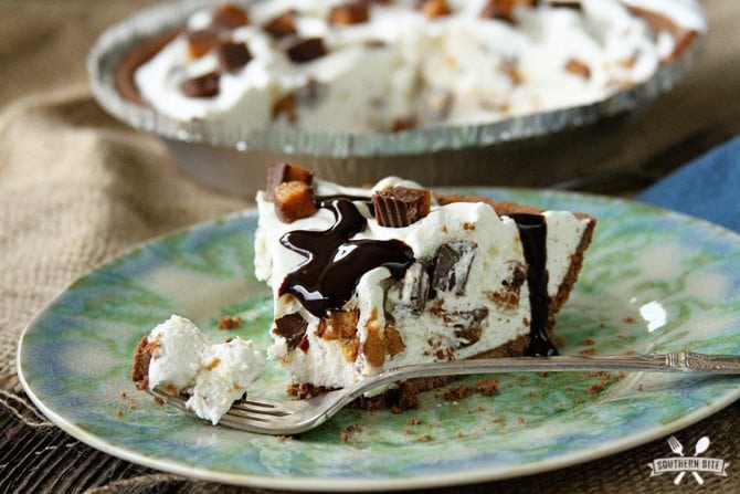 Slice of Amaretto Peanut Butter Cup Pie