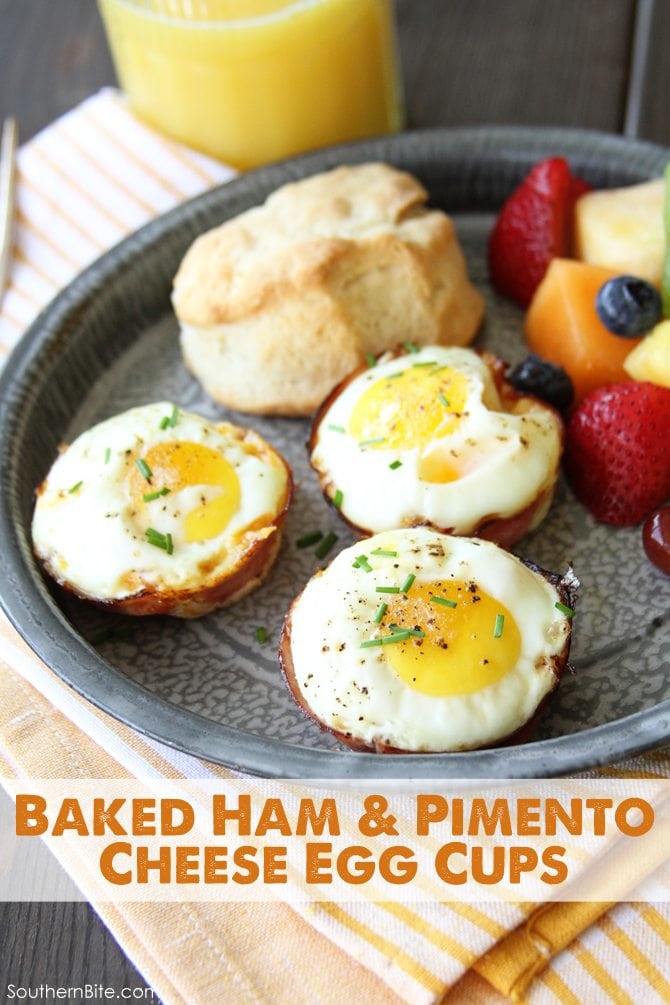 These Baked Ham and Pimento Cheese Egg Cups are a favorite with my family! They're easy enough for a busy weekday breakfast, but look fancy enough for company!