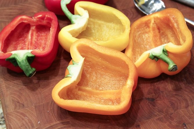 Two easy weeknight meals collide with this Sloppy Joe Stuffed Pepper recipe!  All the great flavor of the classic sandwich in a stuffed pepper!  