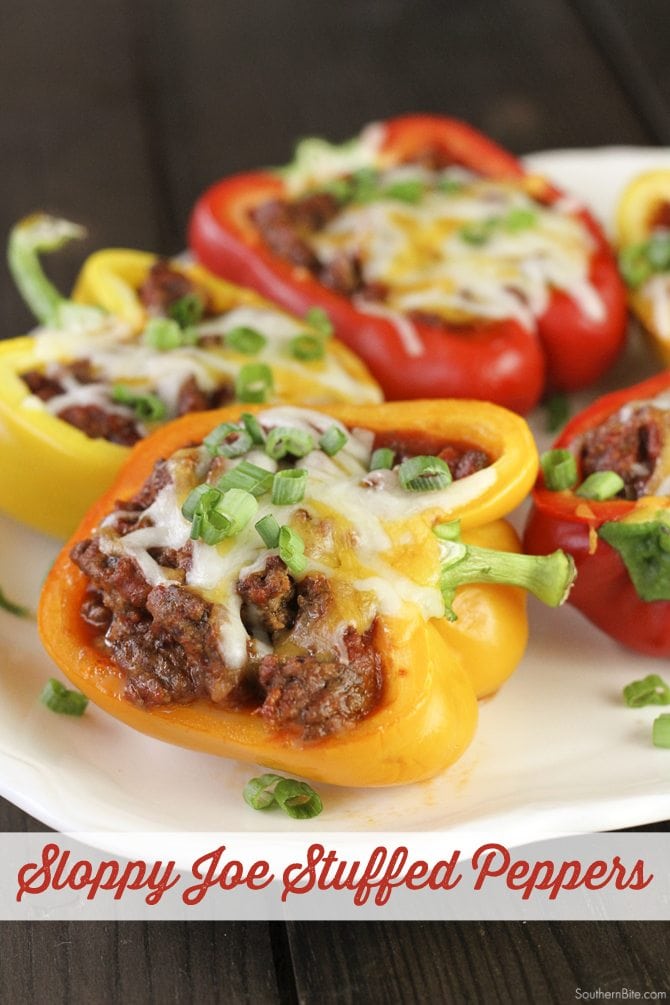 Two easy weeknight meals collide with this Sloppy Joe Stuffed Pepper recipe!  All the great flavor of the classic sandwich in a stuffed pepper!  