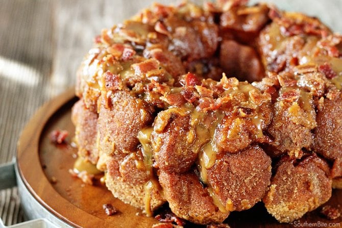 Add this ooey, gooey Salted Caramel Bacon Monkey Bread to your menu and become a superstar to your family!