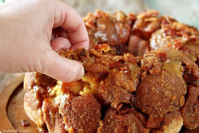 Add this ooey, gooey Salted Caramel Bacon Monkey Bread to your menu and become a superstar to your family!