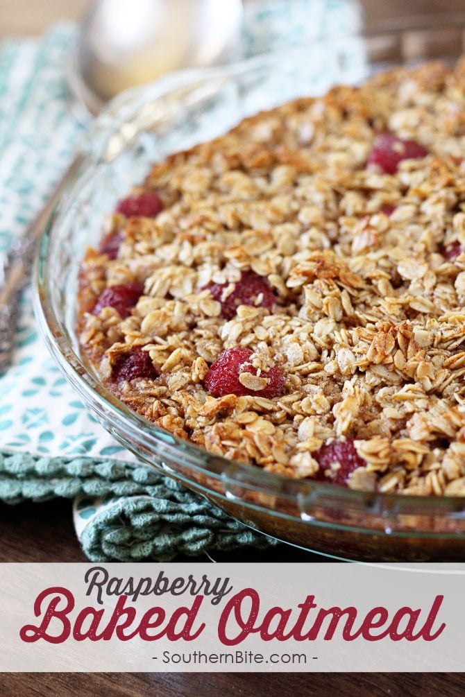 Switch up the boring breakfast routine with this amazing Raspberry Baked Oatmeal recipe! It has all the great flavor of granola and you can add your favorite berries to suit your taste!