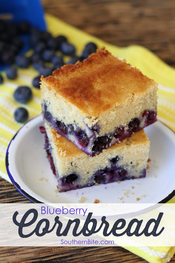 This Blueberry Cornbread has the perfect amount of sweetness and is perfect for breakfast, a snack, or dessert! Plus it's so easy! 