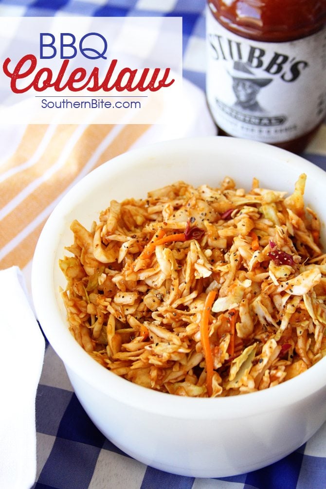 Give your taste buds a kick with this BBQ Cole Slaw - it has tangy bbq sauce as the base for the dressing! 