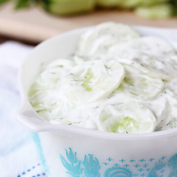 Creamy Cucumber Salad in a bowl