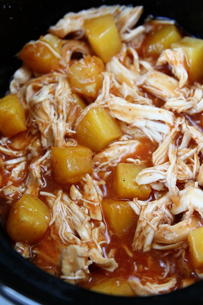 These Slow Cooker Pineapple Chicken Sliders are even more delicious than they are easy! Only 5 ingredients!