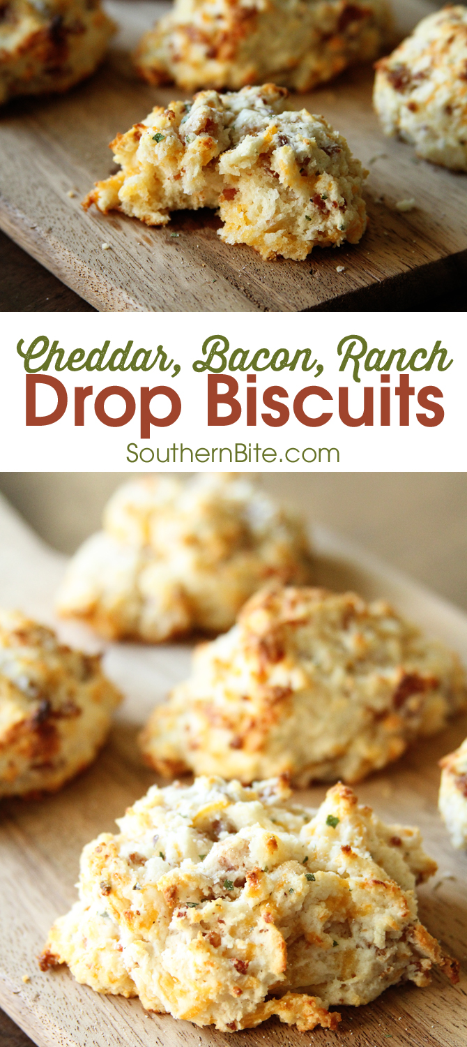 These Cheddar, Bacon, Ranch Drop Biscuits are my new obsession. They're so easy and are the perfect complement to any meal! 