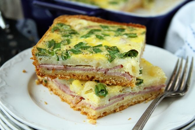 This ham and Swiss Brunch bake is the perfect easy breakfast or brunch for company!