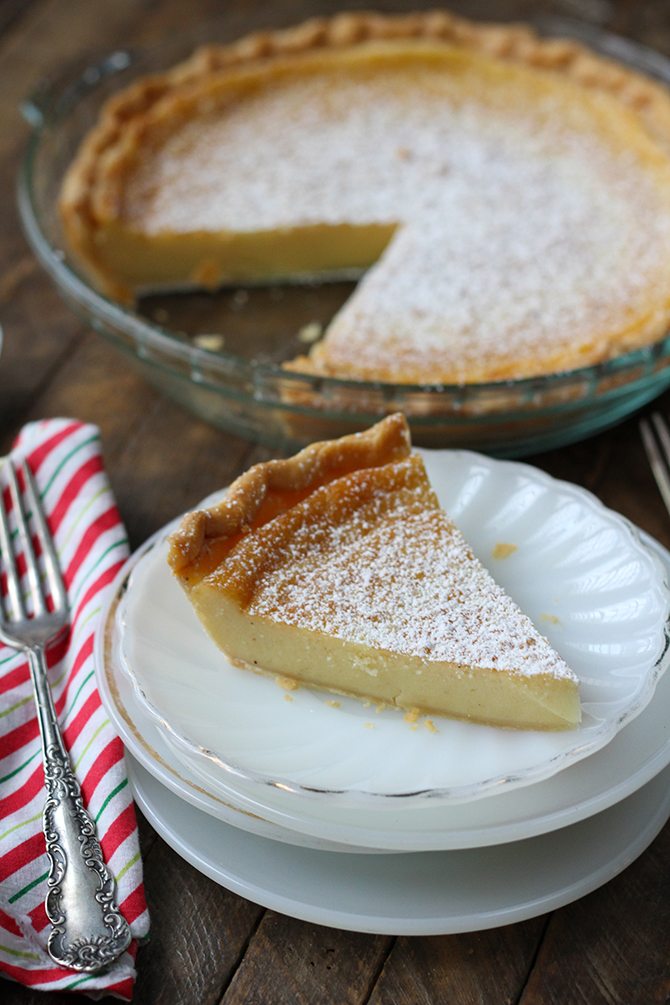 This Eggnog Chess Pie is a holiday version of the classic recipe. Your family will love it!