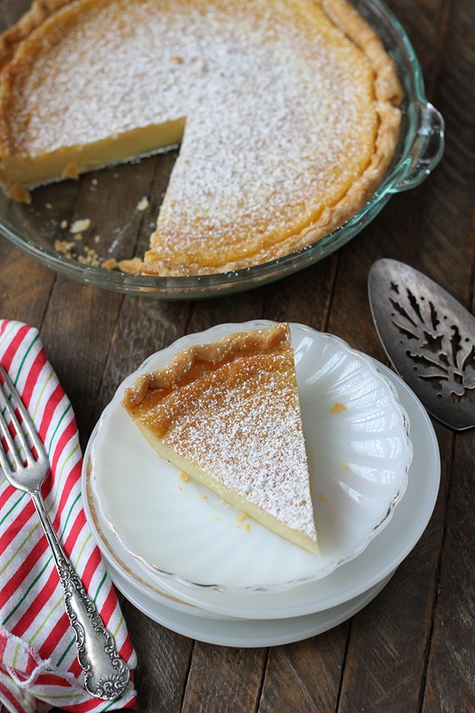 This Eggnog Chess Pie is a holiday version of the classic recipe. Your family will love it!