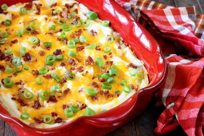 This Shortcut Loaded Mashed Potato Casserole will be an instant hit with your family!