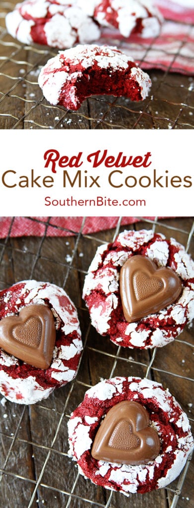 With only 4 ingredients, these Red Velvet Cake Mix Cookies are easier than you think. They're pillowy perfection!