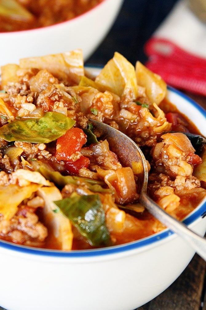 You won't get an easier recipe to create all the delicious flavors of Stuffed Cabbage in a fraction of the time! This Stuffed Cabbage Soup is a real winner!