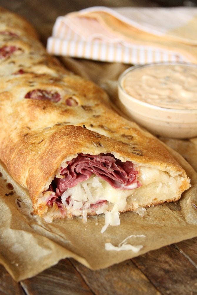 Give the classic sandwich a fun makeover your family will love with this Reuben Stromboli recipe! 