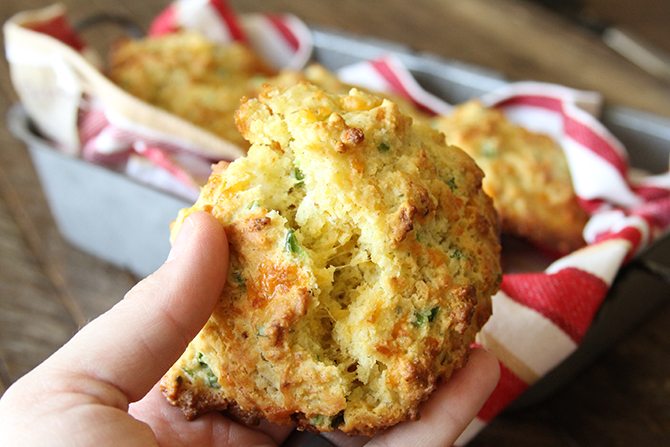 These Cheddar Jalapeño Cornbread Drop Biscuits combine two of my favorite breads into one delicious, easy-to-make recipe that's perfect with nearly any meal!