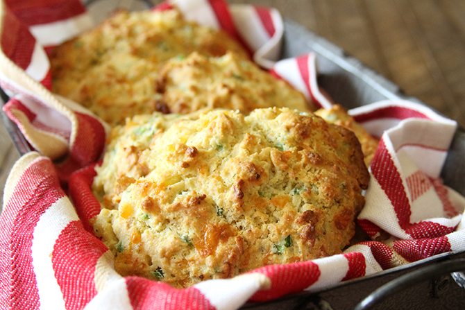 These Cheddar Jalapeño Cornbread Drop Biscuits combine two of my favorite breads into one delicious, easy-to-make recipe that's perfect with nearly any meal!