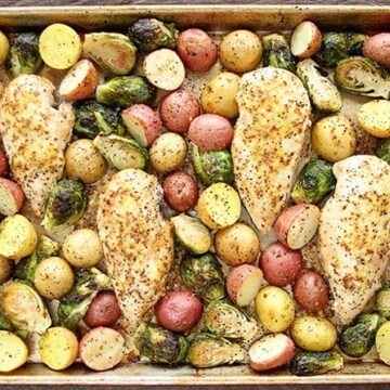 Sheet Pan Lemon Chicken Ready to Serve.