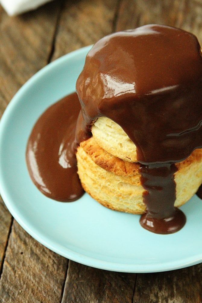 This amazingly delicious and easy Chocolate Gravy is delicious on hot biscuits, pound cake, or even ice cream!