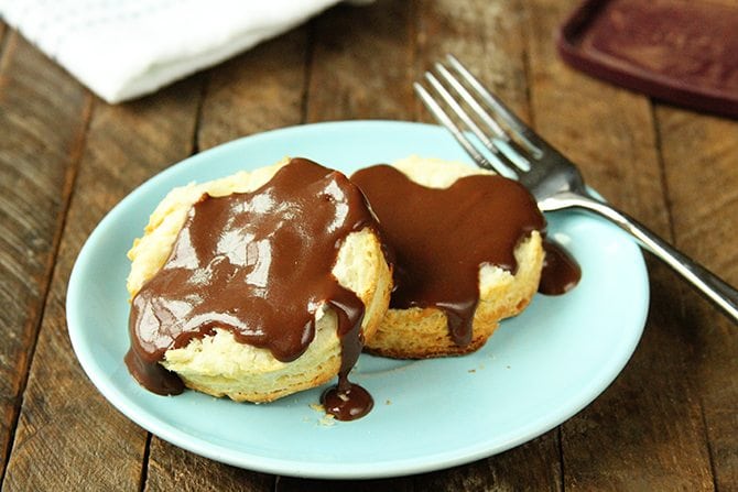 This amazingly delicious and easy Chocolate Gravy is delicious on hot biscuits, pound cake, or even ice cream!