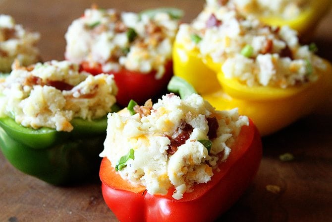 These Grilled Twice Baked Potato Stuffed Peppers are the perfect addition to your summer menu!