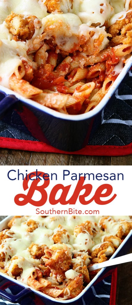 This Chicken Parmesan Bake turns the classic recipe into an amazingly easy casserole your family will love!