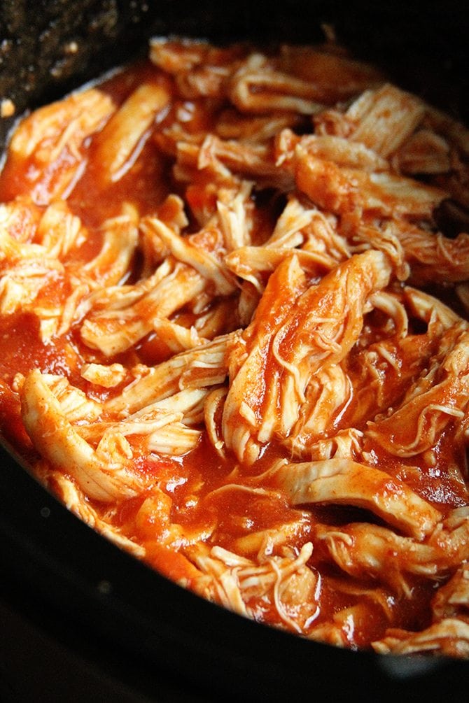 This Slow Cooker Sloppy Joe Chicken recipe only calls for 2 ingredients and gets supper on the table with absolutely no fuss!