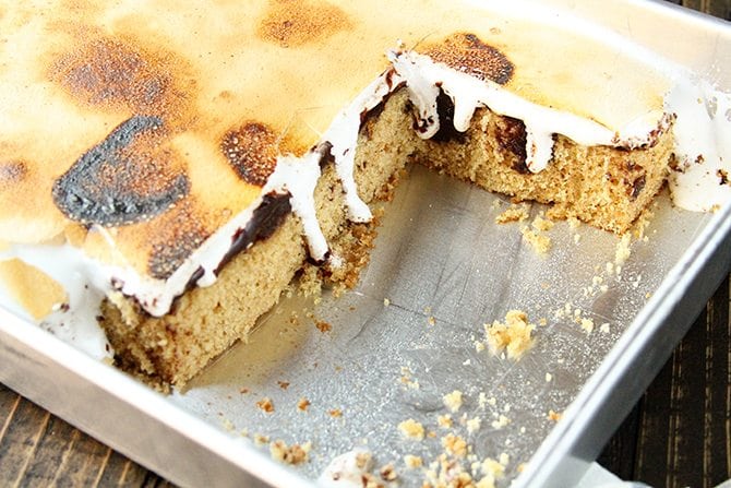This S'mores Poke Cake recipe turns the campfire favorite into any anytime treat!