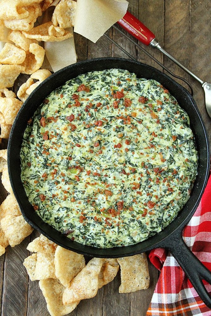 Overhead view of turnip green dip.