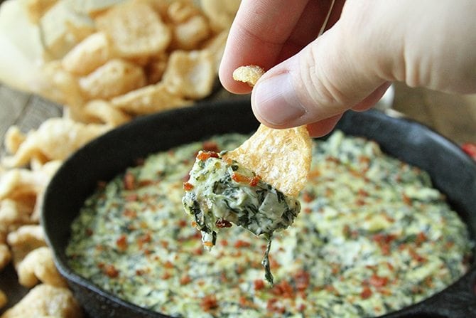 This creamy Turnip Green Dip has tons of smoky bacon flavor and is the perfect appetizer for your next gathering!