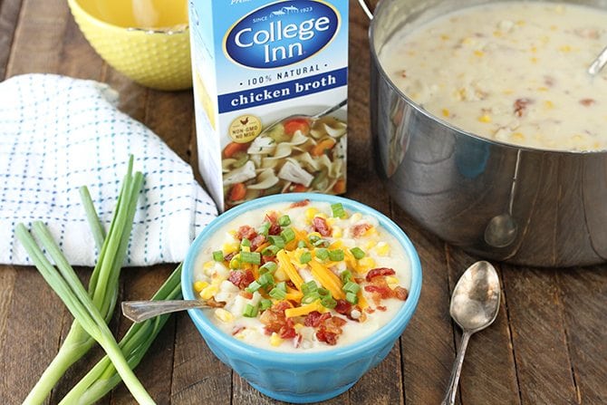 This Bacon Corn Chowder recipe is ready in about 30 minutes and there's no peeling or chopping! It's easy and delicious!