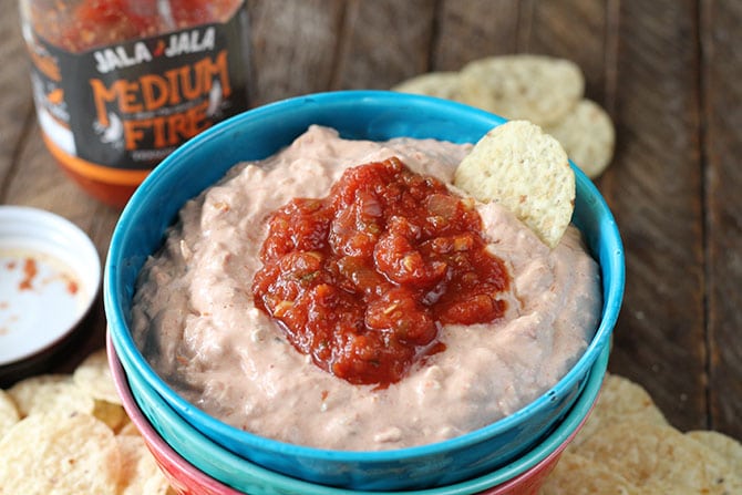 Three simple ingredients are all you need to create the easy and tasty Salsa Chicken Dip!