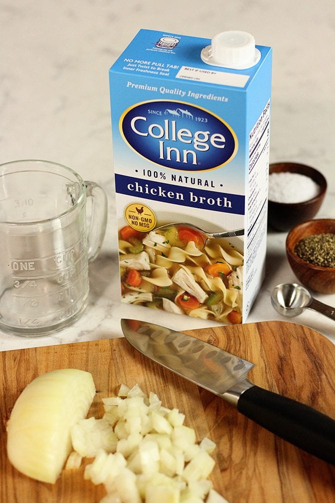 College Inn Broth with diced onions