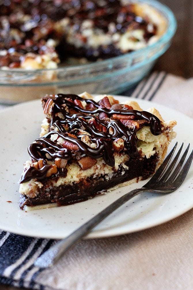 This fudgy top-prize winning Cream Cheese Brownie Pie needs nothing more than an ice-cold glass of milk to make a perfect ending to any meal.