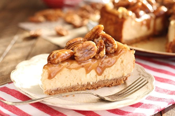 Slice of Caramel Pecan Cheesecake