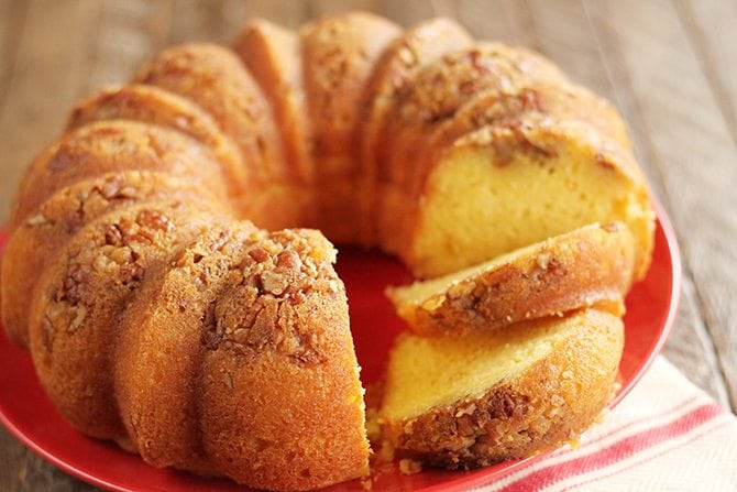 Sliced Rum cake.
