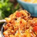 Photo of Chili Mac being served with spoon