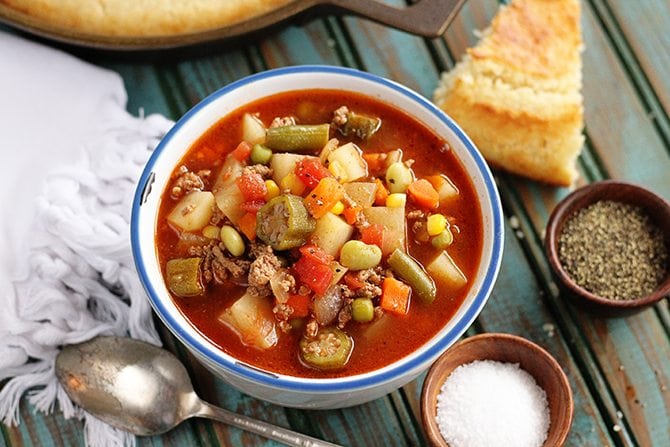 This delicious homemade vegetable beef soup recipe only takes about 45 minutes and is so easy!