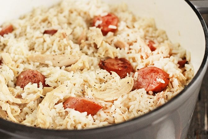 Chicken Bog in stew pot